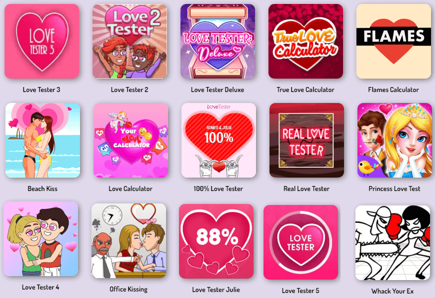 List games like Love Tester